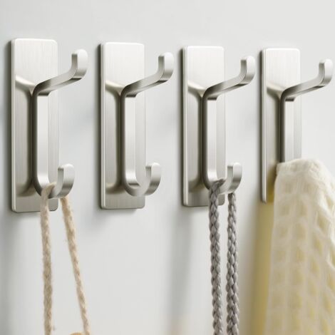 Set di 4 ganci adesivi in acciaio inox color argento (1/3)