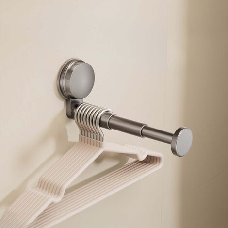 Gancio appendiabiti estensibile con ventosa, gancio da parete senza foratura, mensola pieghevole salvaspazio, per bagno/cucina, grigio, set da 2