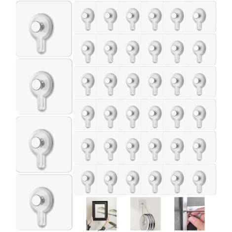 40 ganci adesivi trasparenti per cornici, non richiedono foratura, adatti per poster, cornici, marmo, legno, vetro, metallo e altri materiali. (1/5)