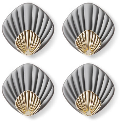 Set di 8 ganci adesivi a forma di conchiglia, resistenti e facili da applicare, senza bisogno di forare, per un montaggio a parete creativo e discreto in bagno o in cucina - Grigio - Set da 8 (1/5)