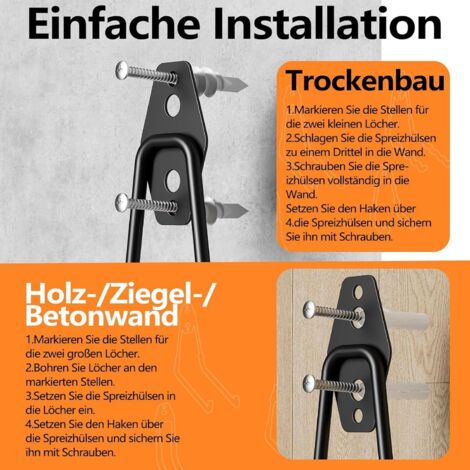 Ganci da garage, confezione da 10, ganci da parete per riporre oggetti, ganci in acciaio resistenti per attrezzi, staffe da parete adatte per attrezzi da giardino, scale, biciclette (arancione). (1/4)