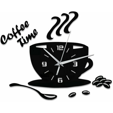 Set di 3 moderni orologi da parete 3D a forma di tazza di caffè, ideali per la cucina o il soggiorno. Decorazione fai da te. (1/5)