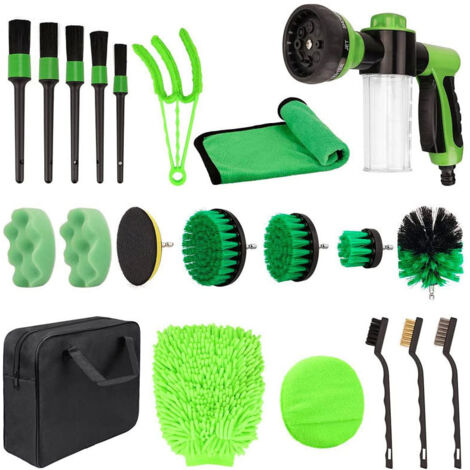 Kit per la pulizia dell'auto composto da 21 pezzi, che include utensili elettrici, prodotti per la lucidatura e la ceratura, per una manutenzione dettagliata dell'auto. (1/3)