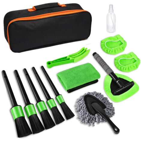Kit per la pulizia dell'auto composto da 13 pezzi, incluse spazzole per i mozzi delle ruote e per l'aria condizionata. (1/4)
