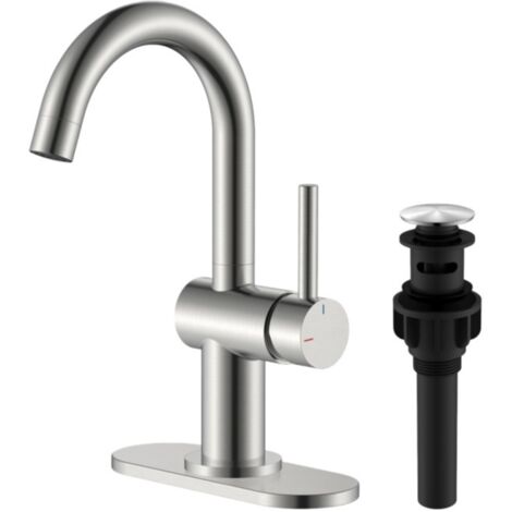 Rubinetto da bar moderno monocomando per la preparazione dei cibi, con rubinetto e piletta di scarico per il lavabo del bagno. (1/2)