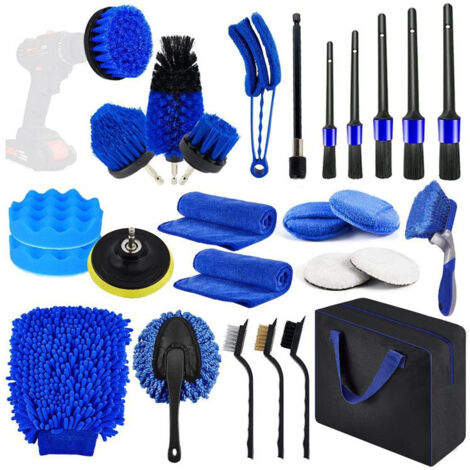 Kit per la pulizia dell'auto composto da 27 pezzi, comprensivo di spazzole e strumenti per la pulizia e la manutenzione della tua auto. (1/3)