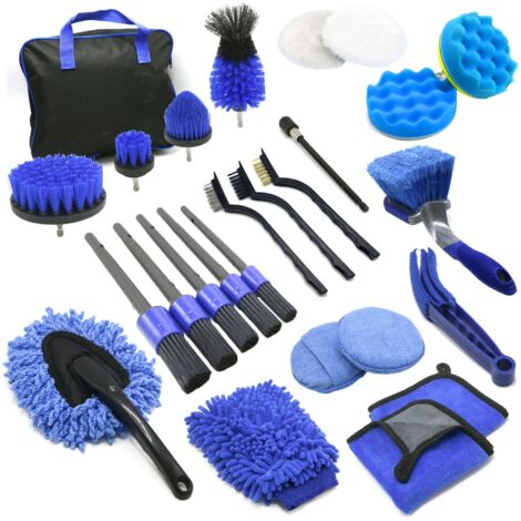 Kit per la pulizia e la cura dell'auto, comprensivo di spazzole di precisione per il lavaggio e la cura dei dettagli. (1/3)