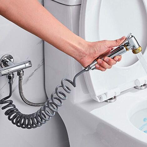 Tubo flessibile pre-doccia, tubo doccia telescopico, antideflagrante e anti-groviglio, per tubature dell'acqua, WC, bidet, doccetta, bagni (grigio) (1/5)