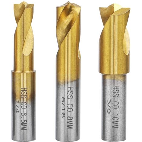 Set di tre punte per saldatura a punti, utensili di foratura per saldatura da 6,5 mm/8 mm/10 mm, utilizzate per rimuovere giunti di saldatura di lamiere. (1/5)