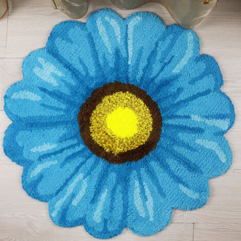 Tappetino da bagno floreale, tappetino da bagno con motivo floreale, grazioso tappetino antiscivolo con design botanico, tappetino in microfibra lavabile - blu