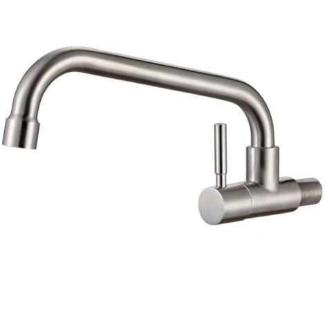 Rubinetto a parete in acciaio inox, rubinetto per lavello da cucina, rubinetto singolo per acqua fredda
