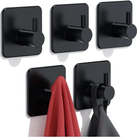 Ganci portasciugamani, non necessitano di foratura, set da 5 pezzi, in acciaio inox, adatti per bagni e cucine. (1/5)