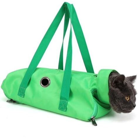 Borsa per la toelettatura del gatto con funzione antigraffio e foro per tagliare le unghie - Verde - Taglia L