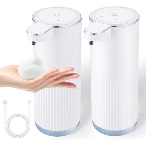 Dispenser automatico di sapone schiumogeno, senza contatto, ricaricabile tramite USB, dispenser di sapone liquido intelligente, 6 impostazioni regolabili, 380 ml (12,8 oz), montaggio a parete, adatto (1/5)