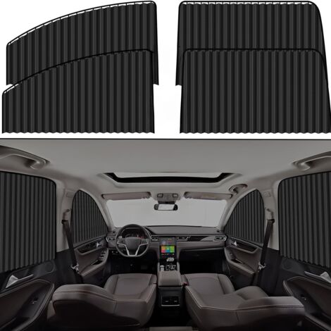 Set di 4 parasole magnetici per finestrini auto, ideali per garantire la privacy di neonati, animali domestici, in auto, in campeggio e in viaggio. Colore nero.