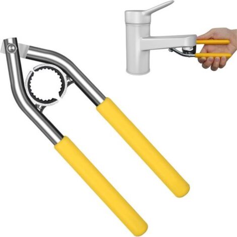 Chiave per rubinetto - Chiave per aeratore - Impugnatura comoda - Resistente - Gialla - 163 x 48 mm - Chiave per la rimozione del rubinetto - Adatta per rubinetti di cucina e bagno (1/5)