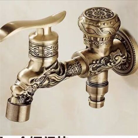 Rubinetto a doppio scarico, rubinetto da giardino, stile antico, rubinetto per bordatura prato, vintage, maniglia lunga, acqua fredda, lavandino, giardino, vasca da bagno, piscina, lavatrice (1/3)