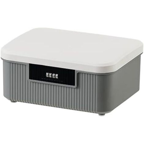 Scatola portaoggetti con serratura, cassaforte portatile in plastica con lucchetto, utilizzabile come organizer, contenitore per materiali artistici e artigianali o per documenti d'ufficio (grigio).