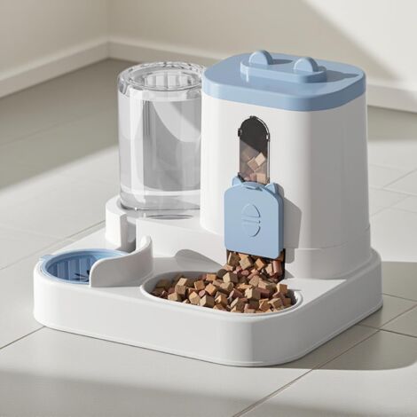 Distributore automatico di acqua 2 in 1 per cani e gatti con serbatoio e ciotola, grande capacità, per interni (blu) (1/4)