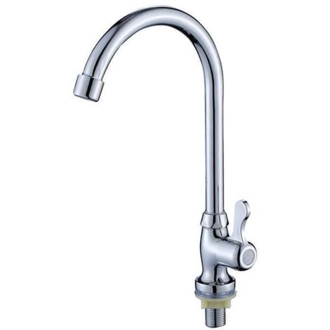 Rubinetto girevole verticale universale a collo lungo per lavelli e vasche da cucina con un singolo getto di acqua fredda.