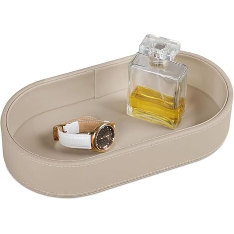Organizzatore da scrivania ovale, ciotola per profumo in similpelle per chiavi, portafogli, orologi, vassoio decorativo per tavolo da gioielli/toeletta, scatola portaoggetti da comodino per ingresso, (1/5)