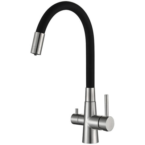 Rubinetto da cucina con depuratore d'acqua, rubinetto 3 in 1, doccetta estraibile per acqua calda e fredda, depuratore d'acqua universale (1/4)