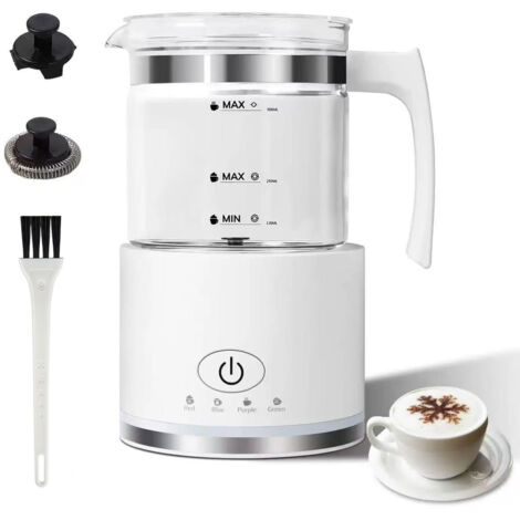 Montalatte elettrico, 500 ml (16,9 oz), ideale per latte macchiato, lavabile in lavastoviglie, 4 funzioni, schiuma di latte perfetta in 2 minuti - bianco