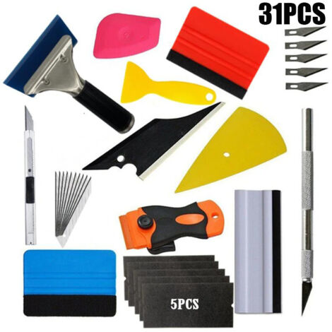 Kit per l'applicazione di pellicole oscuranti per vetri auto, kit da 31 pezzi per l'installazione di pellicole protettive sui vetri dell'auto, spatola, spatola per pellicole auto.