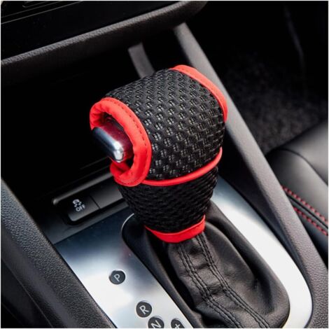 Copri pomello del cambio, copertura protettiva traspirante per pomello/leva del cambio, copri leva del cambio automatico antiscivolo e antigraffio, ricambi auto universali (nero + rosso, standard).
