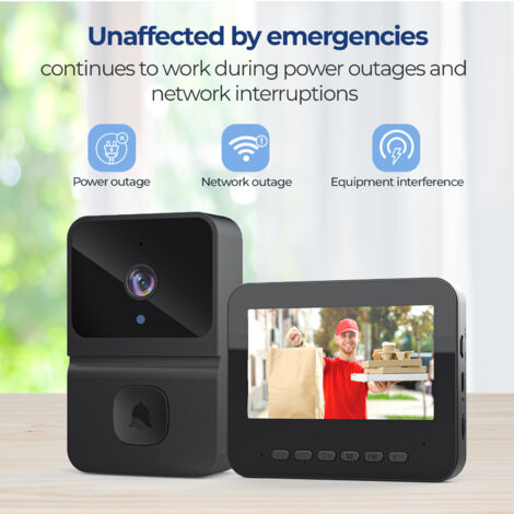 Videocitofono intelligente, campanello senza fili con telecamera, citofono, monitor per campanello intelligente senza fili per uso domestico. (1/4)