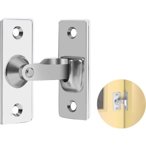 Serratura per porta scorrevole con scrocco ad angolo retto a 90 gradi su entrambi i lati, adatta per recinzioni in legno, cancelli da giardino e porte di fienile (argento). (1/5)