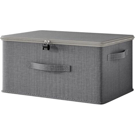 Baule portaoggetti per giocattoli per bambini, baule con serratura, baule con maniglia e cerniera, grigio, M (382615 cm)
