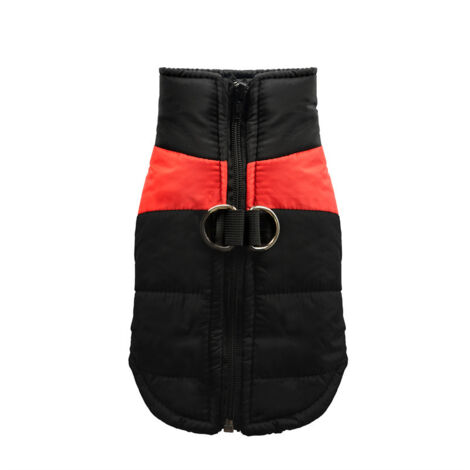 Gilet in cotone rosso e nero con blocchi di colore, taglia M (circonferenza torace 42 cm, consigliato per animali domestici di peso compreso tra 2 e 3,5 kg), giacca impermeabile per cani, gilet per an (1/2)