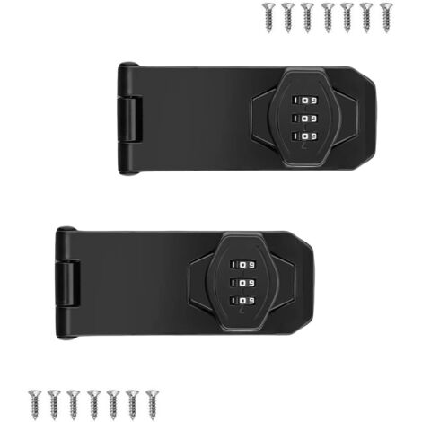 Lucchetti a combinazione, set di 2 lucchetti di sicurezza, lucchetti a combinazione neri per porte piccole, armadi, porte di capanni, bagno, uso esterno, garage e giardino. (1/5)