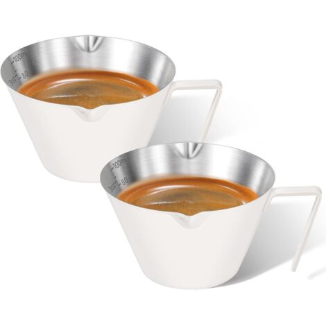 Due tazzine da caffè espresso da 100 ml con manico - bianche (1/5)
