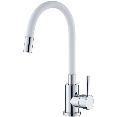 Rubinetto da cucina bianco ad alta pressione, rubinetto girevole flessibile a 360°, rubinetto per lavello da cucina con aeratore per il risparmio idrico, miscelatore flessibile per la cucina.