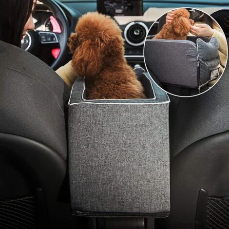 Seggiolino rialzato adatto a cani e gatti di piccola taglia, borsa per il trasporto di cuccioli che può essere riposta nel bracciolo dell'auto, dotata di guinzaglio di sicurezza removibile e copertura