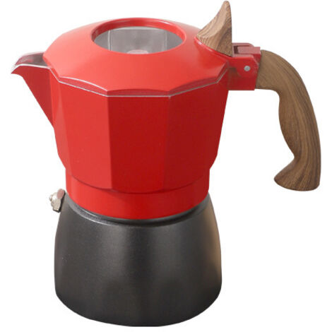 Caffettiera moka cubana rossa, compatibile con fornelli a gas o elettrici. Caffettiera classica in stile italiano, adatta per piano cottura, ideale anche per il campeggio, prepara 2 tazze di espresso. (1/5)