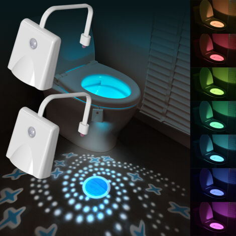 Juego de 2 luces nocturnas para inodoro, con cambio de color, sensor de movimiento, proyector LED, recargables, ideales para el aprendizaje del control de esfínteres, gadgets geniales, decoración de b
