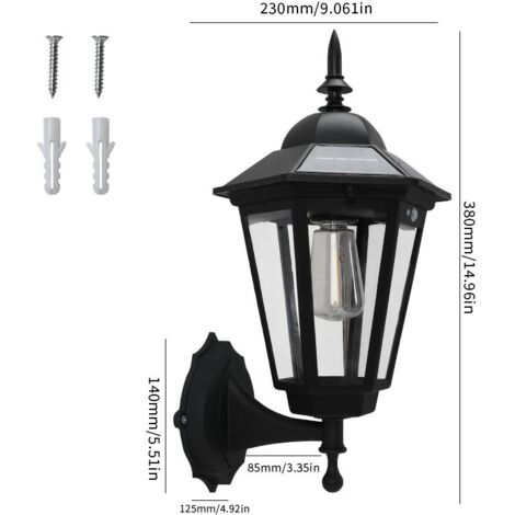 Aplique solar de pared exterior de estilo retro para patios, con detector de movimiento, ideal para jardines, garajes, patios y entradas de vehículos - Estilo 2