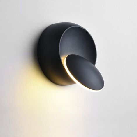 Aplique de pared moderno, aplique de pared LED, aplique de pared interior con cable, luz blanca cálida, adecuado para dormitorio, cocina y pasillo (negro). (1/5)