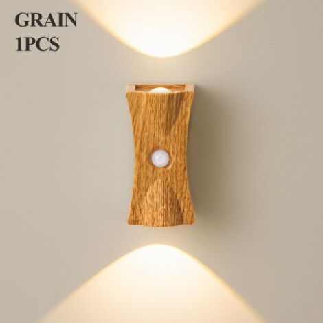 Luz nocturna magnética LED recargable con sensor de movimiento, luz ambiental para dormitorio, escalera, patio y jardín, aspecto de madera - estilo 1 (1/5)