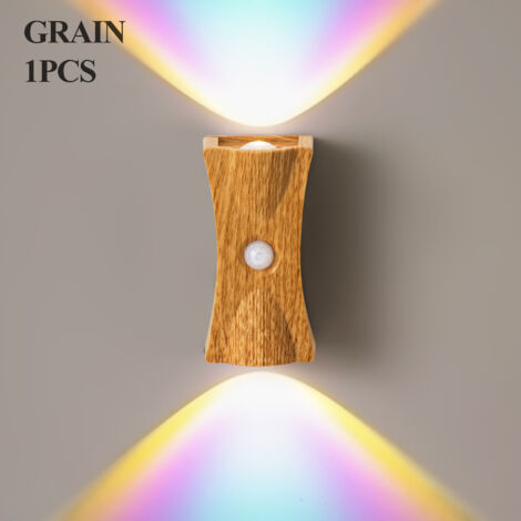 Luz nocturna magnética LED recargable con sensor de movimiento, luz ambiental para dormitorio, escalera, patio y jardín, aspecto de madera - estilo 2 (1/5)