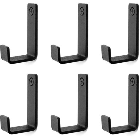 Ganchos para albornoces y toallas, 6 ganchos de pared exteriores de acero inoxidable resistentes para colgar toallas, abrigos, mochilas, llaves, etc. (estilo industrial moderno) (1/5)