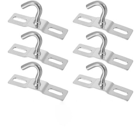 Juego de 6 ganchos para lámparas de techo con base robusta de acero inoxidable y tornillos para colgar lámparas, plantas y cestas. (1/4)
