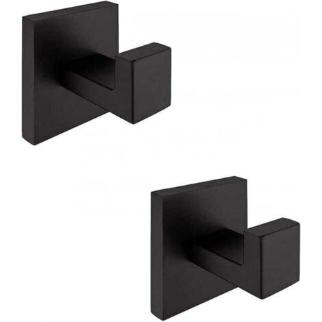 Ganchos para toallas negros, fabricados en acero inoxidable SUS304, juego de 2, ganchos de pared sencillos.