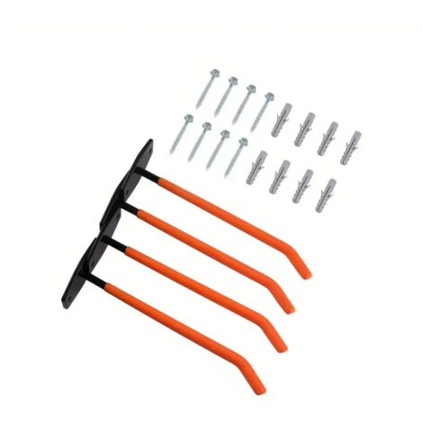 Juego de 4 ganchos de pared para neumáticos  Negro y naranja  Accesorios de instalación incluidos  Soportes para neumáticos  Almacenamiento de pared (1/5)