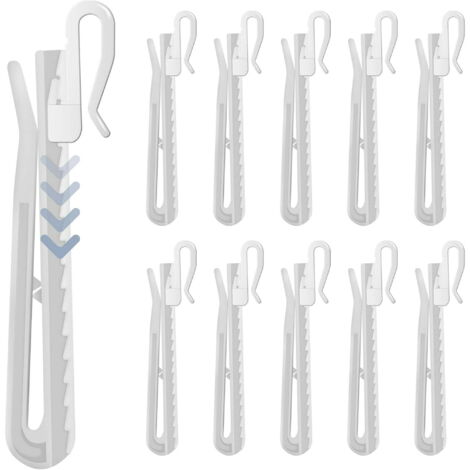 100 ganchos de plástico para cortinas, ganchos ajustables para pliegues, ganchos de trinquete para pliegues, ganchos de pasador para cortinas plisadas (ganchos de plástico ajustables de 85 mm) (1/4)