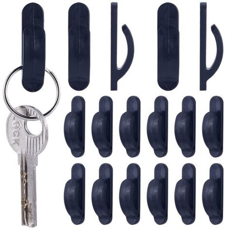 20 ganchos autoadhesivos negros - Soporte multifuncional para llaves de coche y cables (1/5)