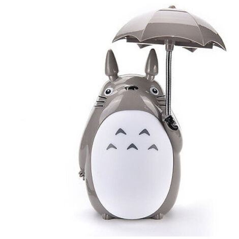 Lámpara de noche LED de Totoro con puerto USB, diseño kawaii, "Mi vecino", lámpara de noche LED para lectura y decoración del hogar - Blanco